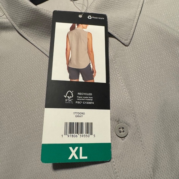 Women's Eddie Bauer Gray Button Down Shirt with Dress Collar XL New with Tags - Picture 9 of 9